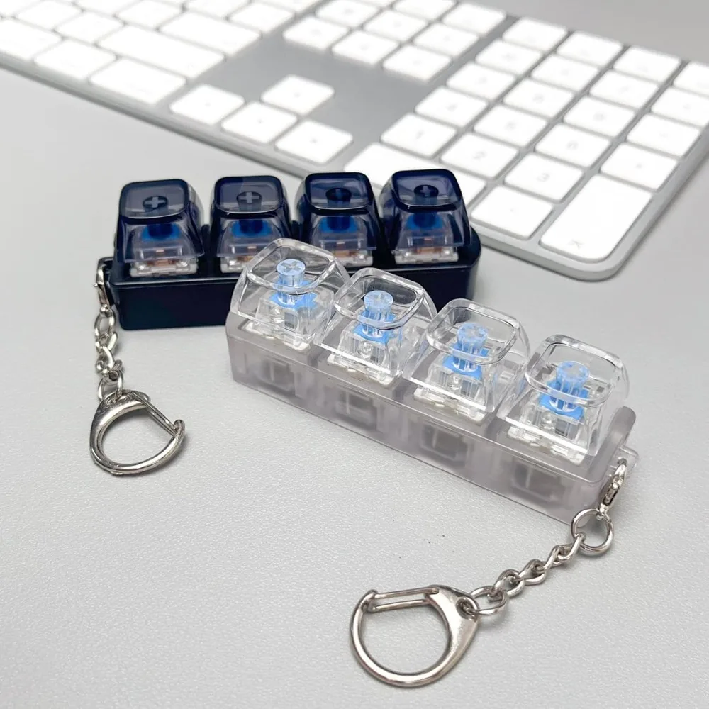 Office Tech Products - 1 Stück LED-Tastatur-Tastenkappe Stressabbau-Schlüsselanhänger 4-Tasten-Fidget-Tool für